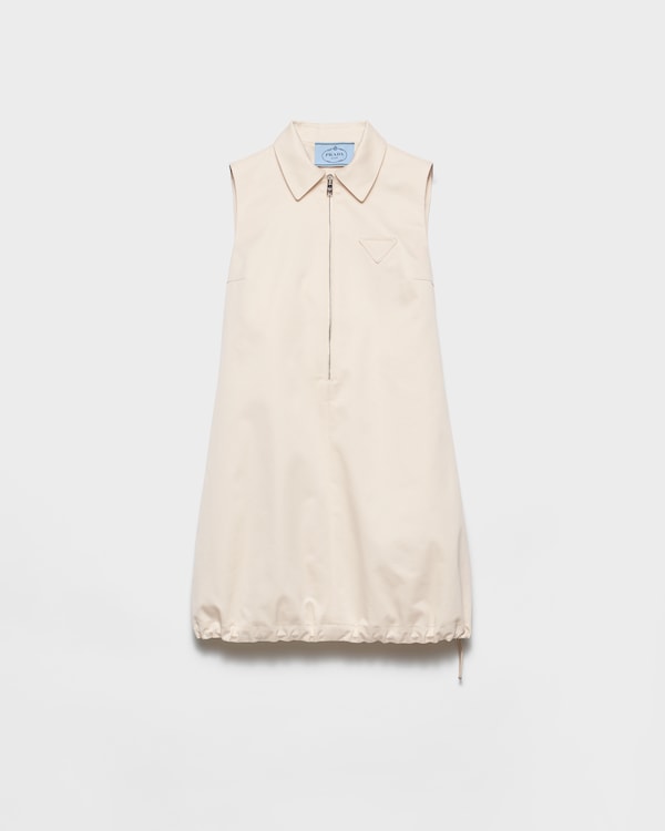 Ivory Sleeveless technical pongé mini-dress | PRADA