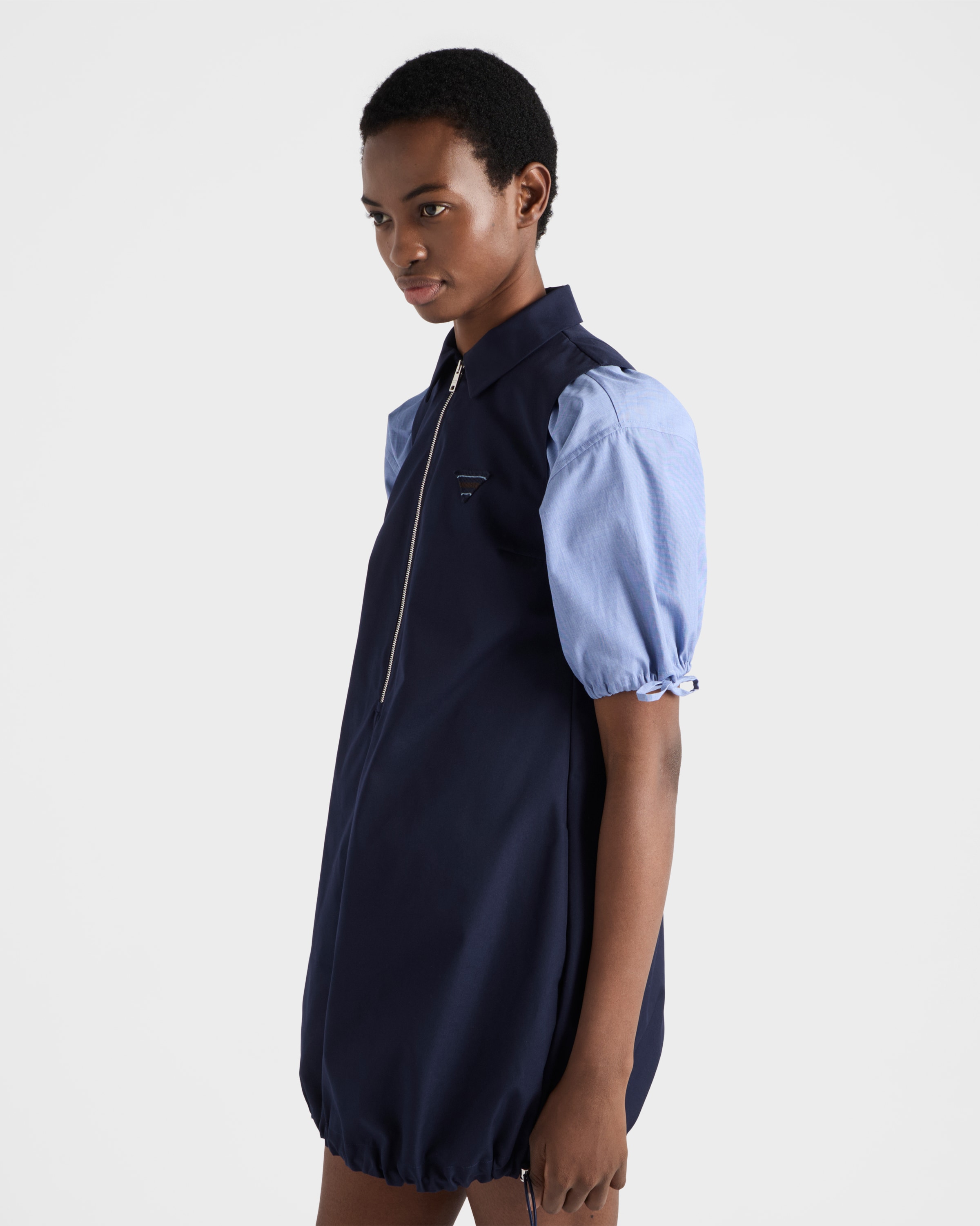 Navy Poplin mini-dress | PRADA - United States
