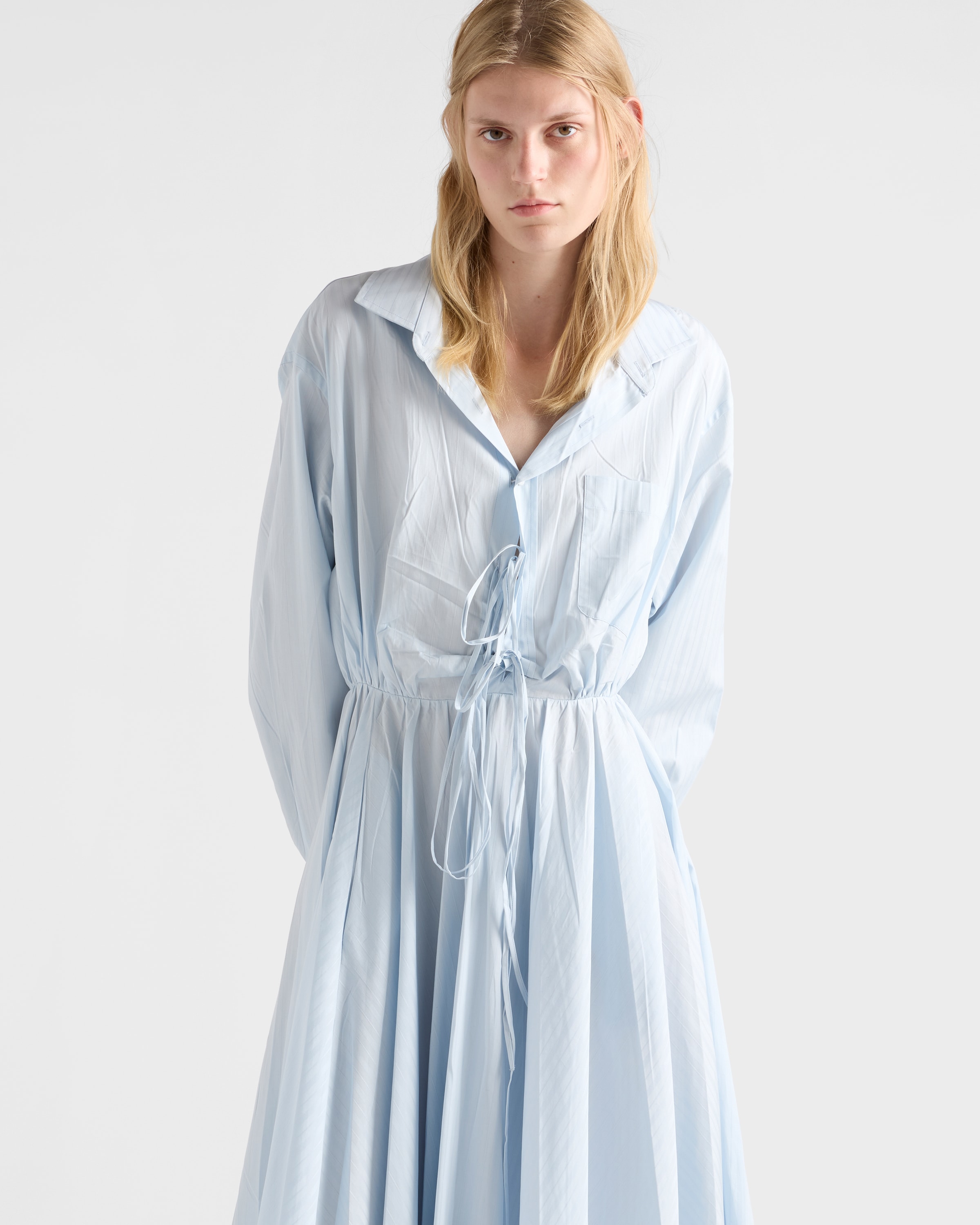 Prada Cotton Midi Dress In White
