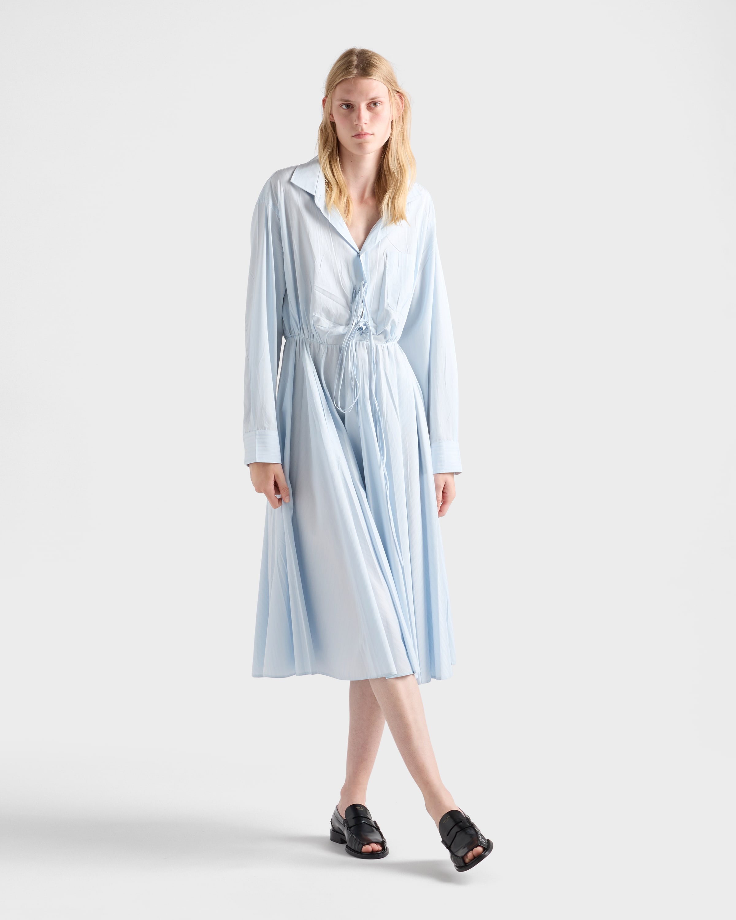 Prada Cotton Midi Dress In White