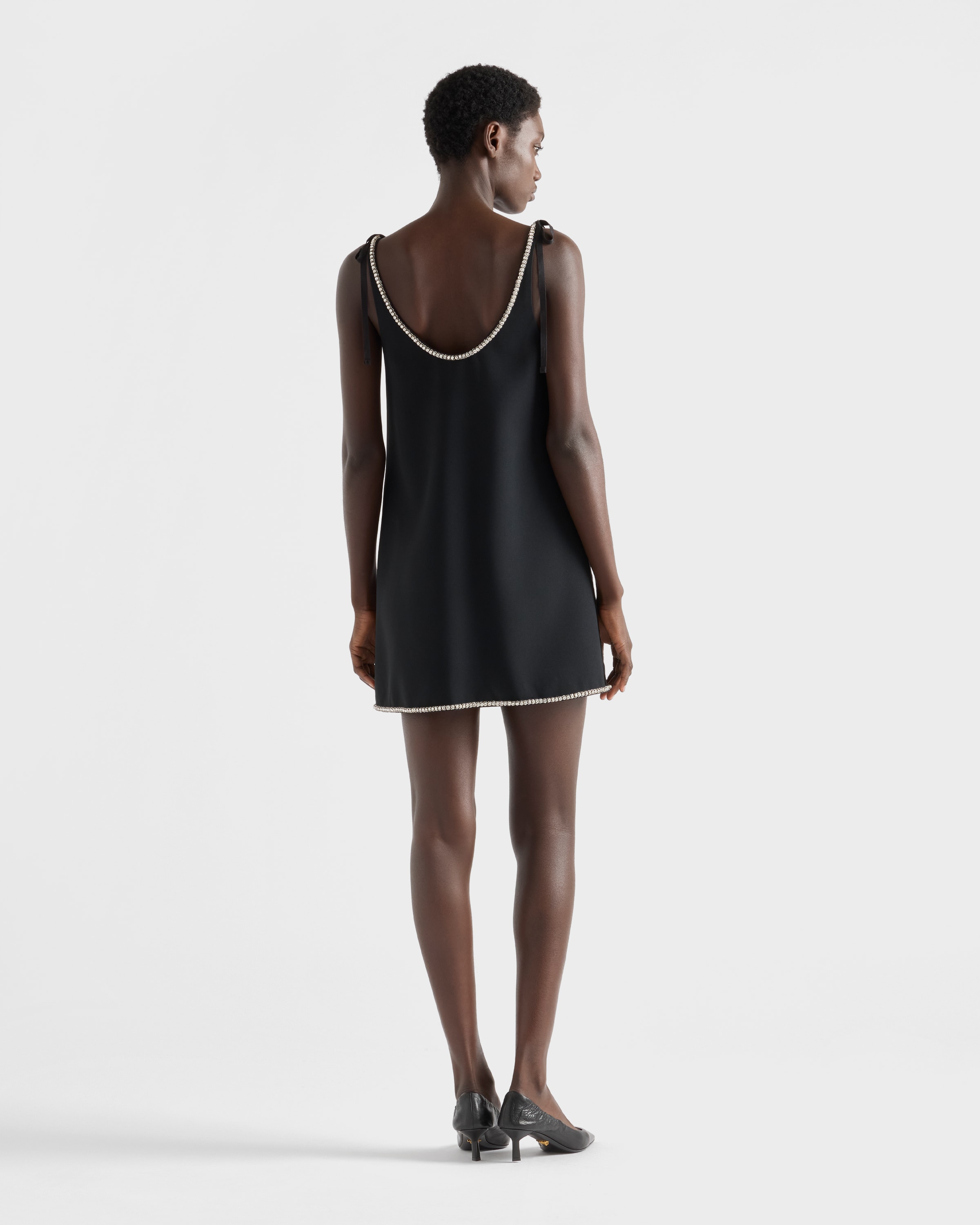 Black Compact sablé mini-dress | PRADA - United States