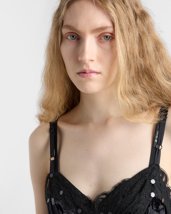 Embroidered velvet dress with sequins and lace Embroidered velvet dress with sequins and lace