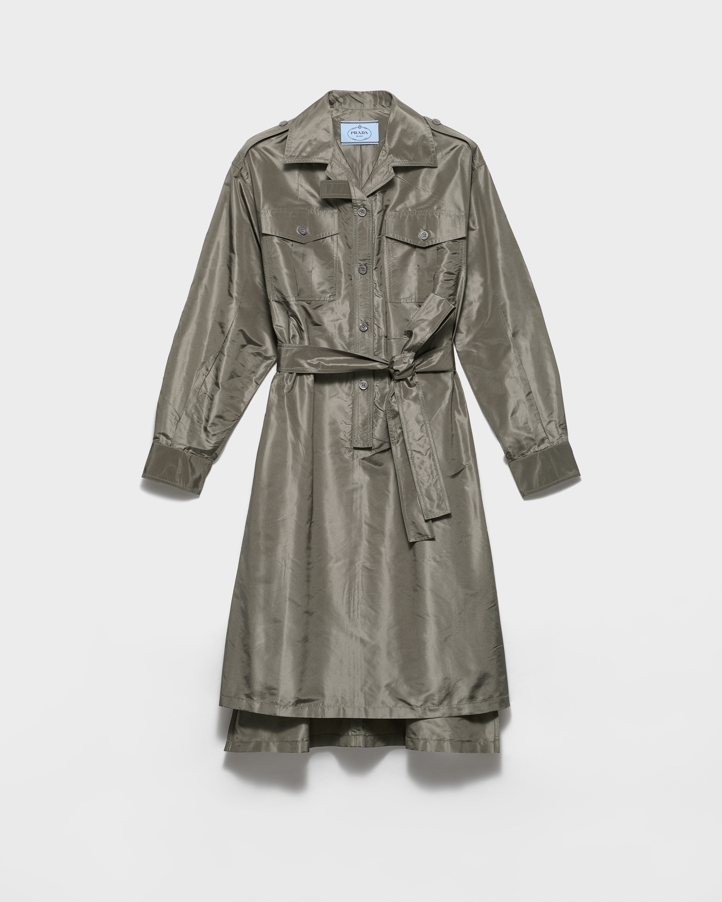 Prada Vestido De Tafetán, Mujer, Verde Selva, Talla 38