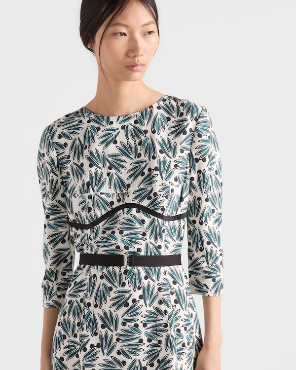 Printed pongé dress - Emerald Green Printed pongé dress - Emerald Green