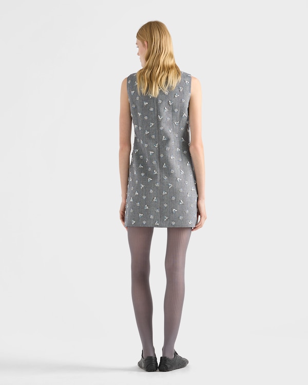 Embroidered pinstripe mini-dress Embroidered pinstripe mini-dress