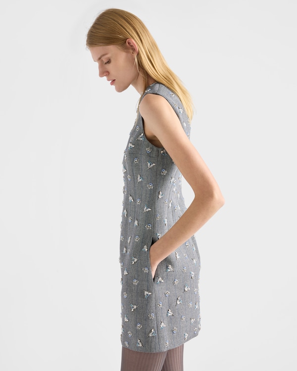 Embroidered pinstripe mini-dress Embroidered pinstripe mini-dress