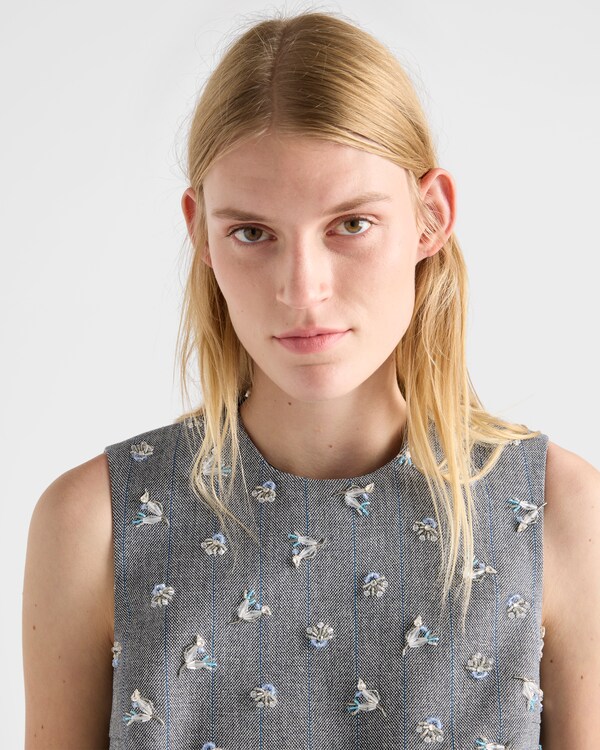 Embroidered pinstripe mini-dress Embroidered pinstripe mini-dress