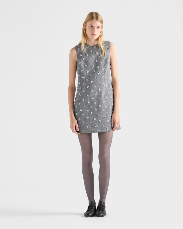 Embroidered pinstripe mini-dress Embroidered pinstripe mini-dress