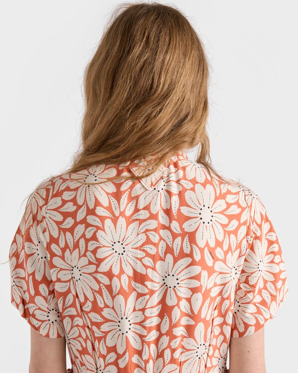 Printed pleated pongé dress - Copper Printed pleated pongé dress - Copper