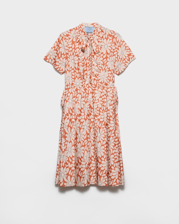 Printed pleated pongé dress - Copper Printed pleated pongé dress - Copper