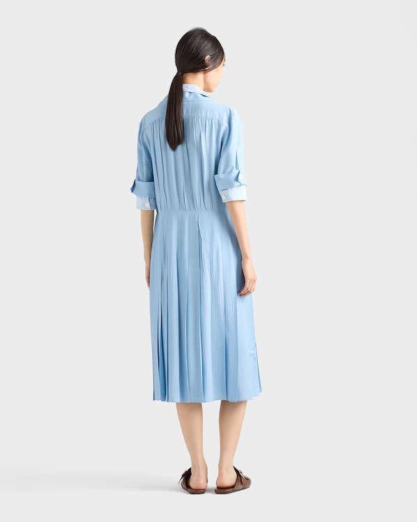 فستان قميص بونجيه وبوبلين - أزرق سماوي فستان قميص بونجيه وبوبلين - أزرق سماوي