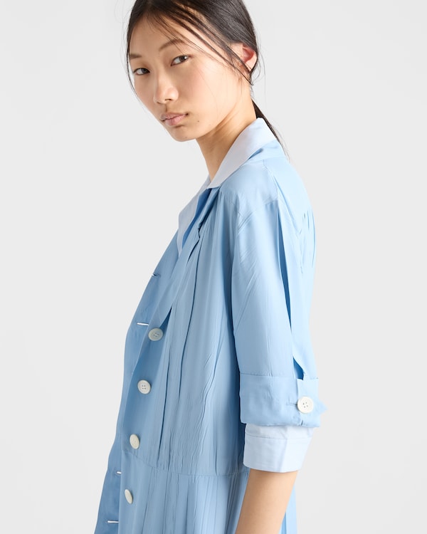 فستان قميص بونجيه وبوبلين - أزرق سماوي فستان قميص بونجيه وبوبلين - أزرق سماوي