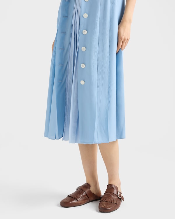 فستان قميص بونجيه وبوبلين - أزرق سماوي فستان قميص بونجيه وبوبلين - أزرق سماوي