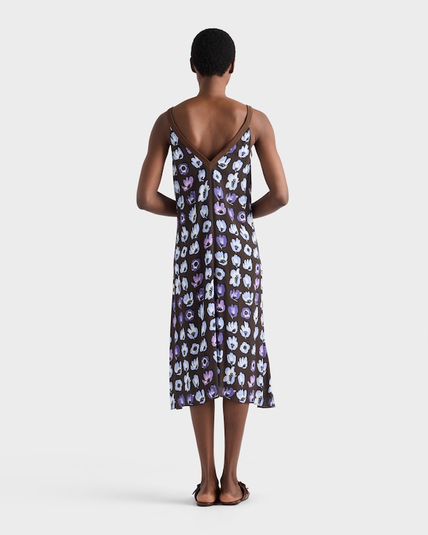 Floral print marocain dress - Violet Floral print marocain dress - Violet