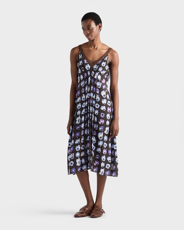 Floral print marocain dress - Violet Floral print marocain dress - Violet