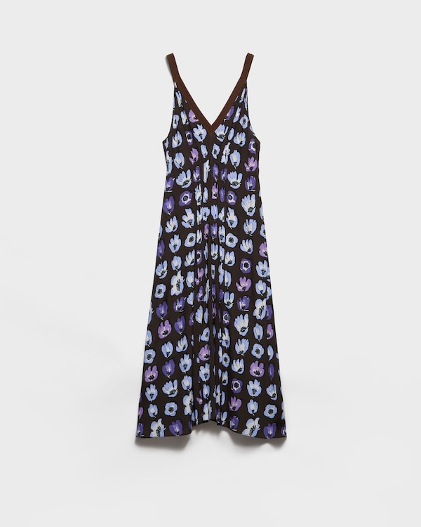 Floral print marocain dress - Violet Floral print marocain dress - Violet
