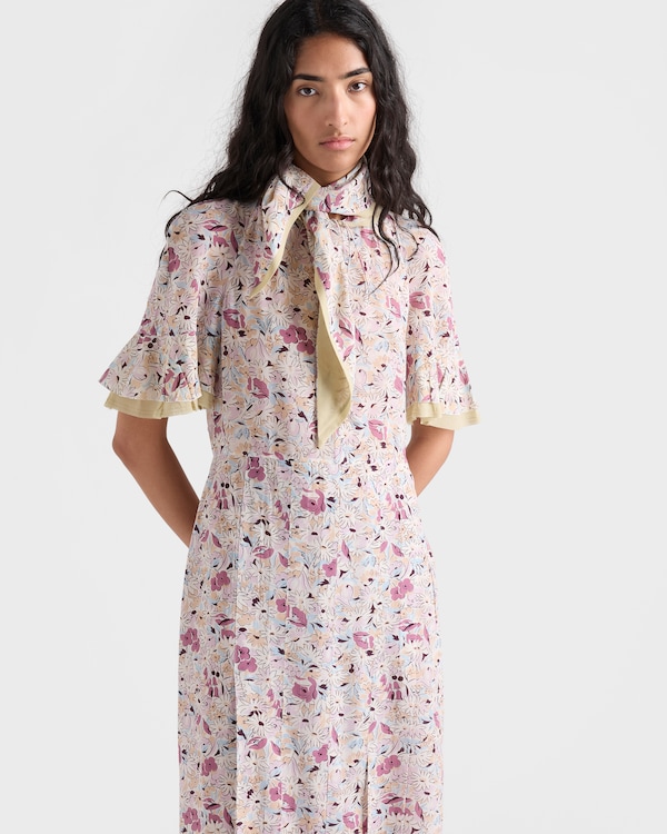 Floral print georgette dress - Mauve Floral print georgette dress - Mauve
