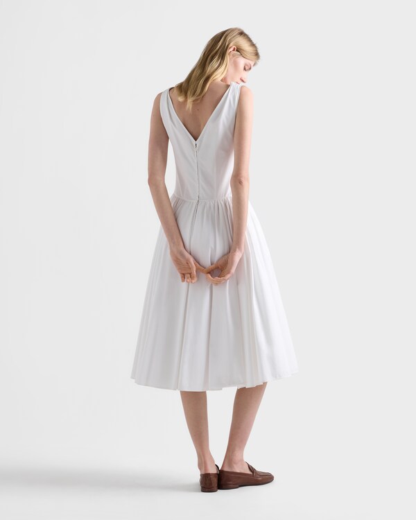 Vestido de popelina y algodón - Blanco Vestido de popelina y algodón - Blanco