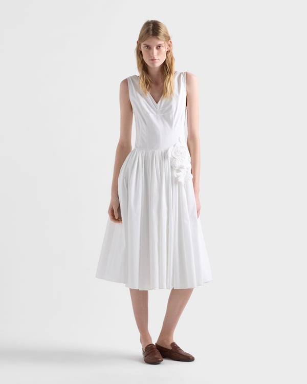 Vestido de popelina y algodón - Blanco Vestido de popelina y algodón - Blanco