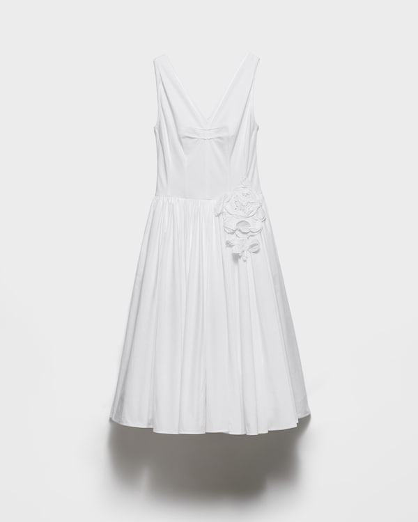 Vestido de popelina y algodón - Blanco Vestido de popelina y algodón - Blanco