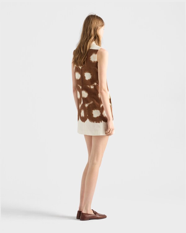 Printed canvas mini-dress - Tobacco Printed canvas mini-dress - Tobacco