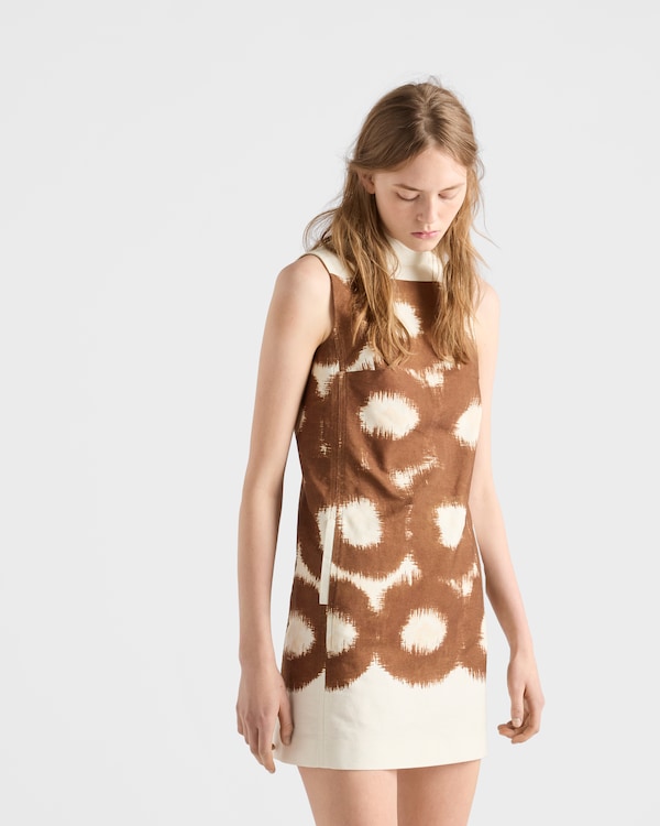 Printed canvas mini-dress - Tobacco Printed canvas mini-dress - Tobacco