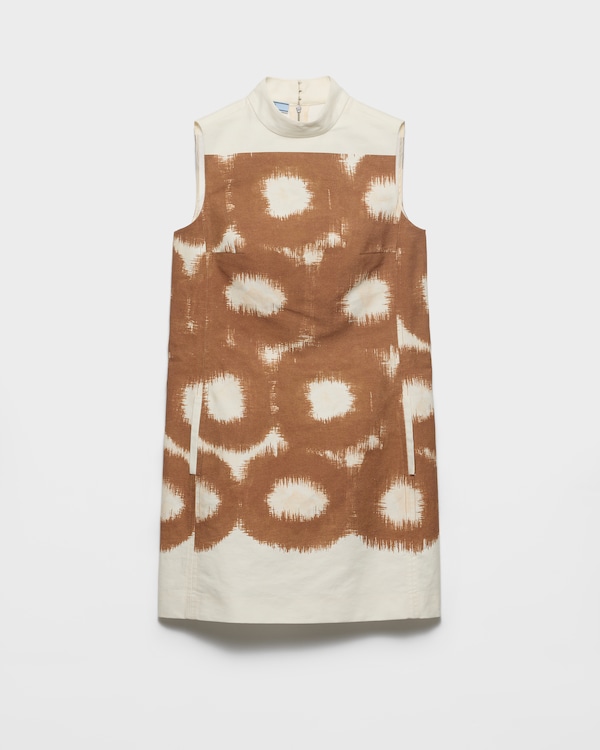 Printed canvas mini-dress - Tobacco Printed canvas mini-dress - Tobacco