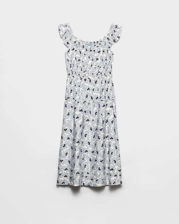 フローラルプリント ポンジー ドレス - ライトブルー フローラルプリント ポンジー ドレス - ライトブルー