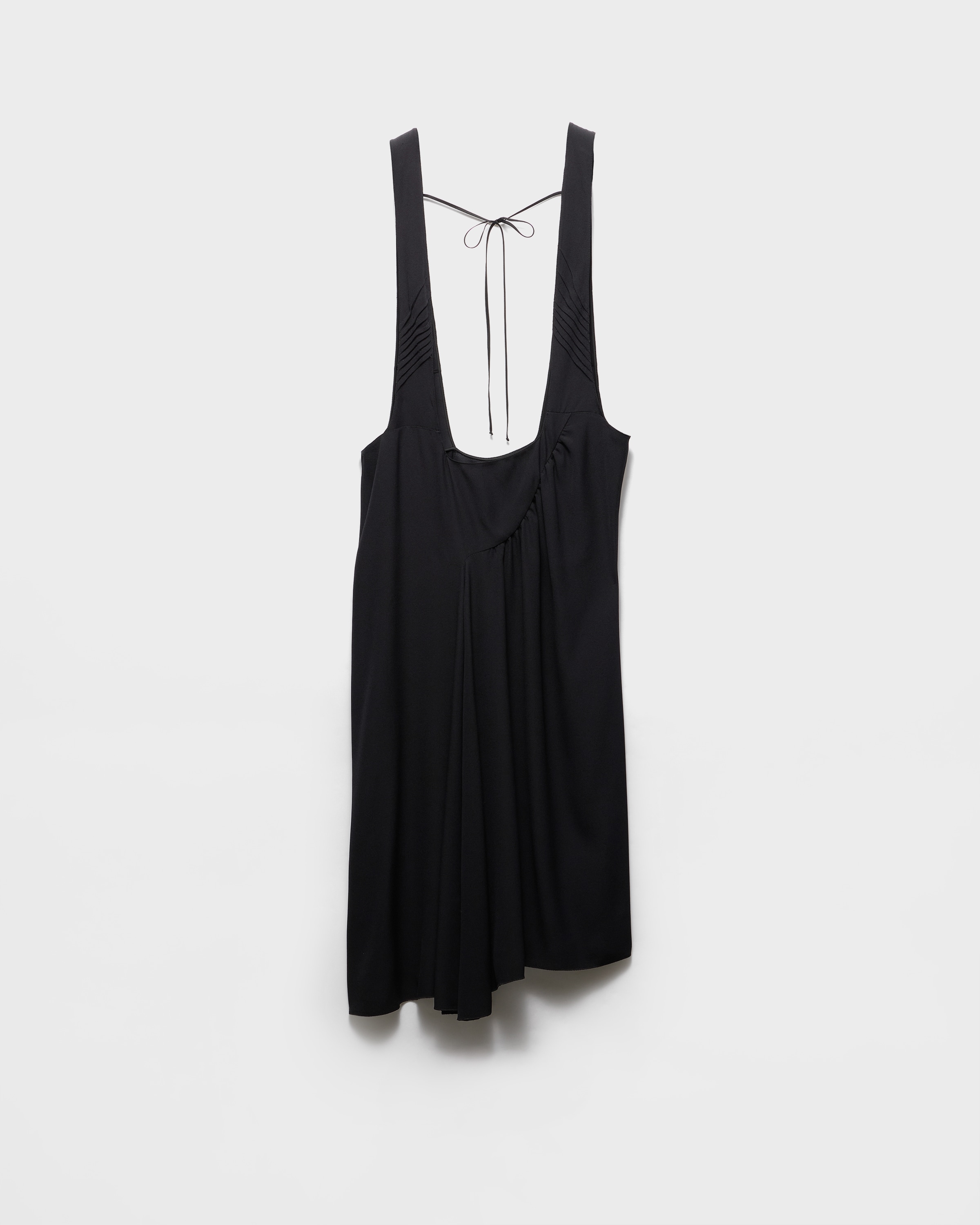 Satin sablé dress with suspenders