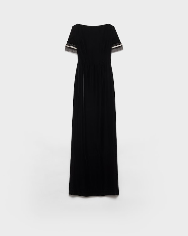 فستان طويل قطيفة - أسود فستان طويل قطيفة - أسود