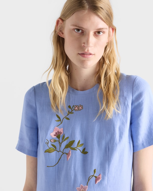 Embroidered linen dress - Periwinkle Blue Embroidered linen dress - Periwinkle Blue