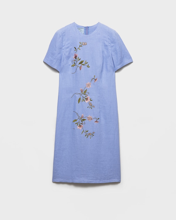 Embroidered linen dress - Periwinkle Blue Embroidered linen dress - Periwinkle Blue