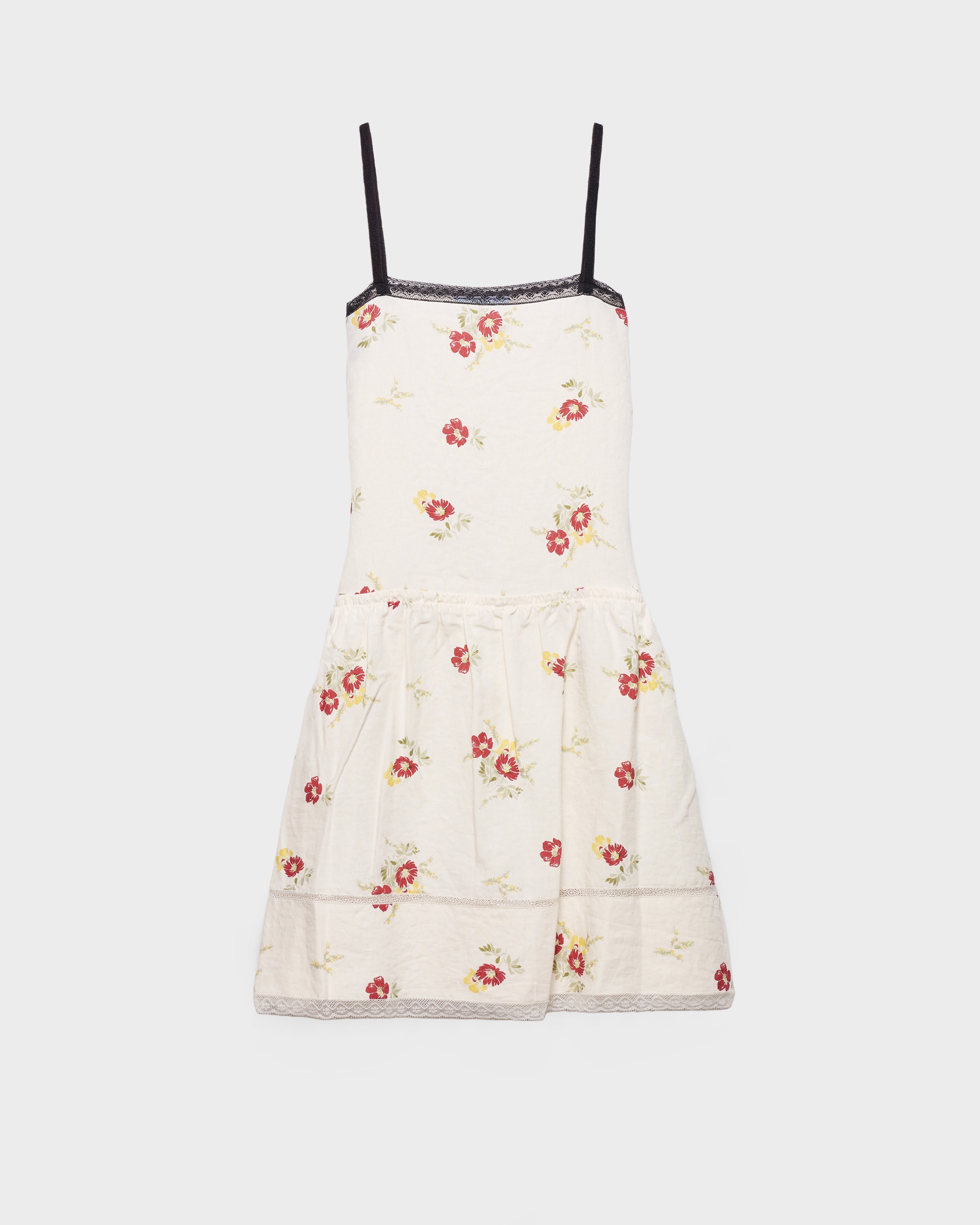fitted lace wedding dress Prada White Floral Crepe V Neck Midi Dress – Phoenix Style main image 0