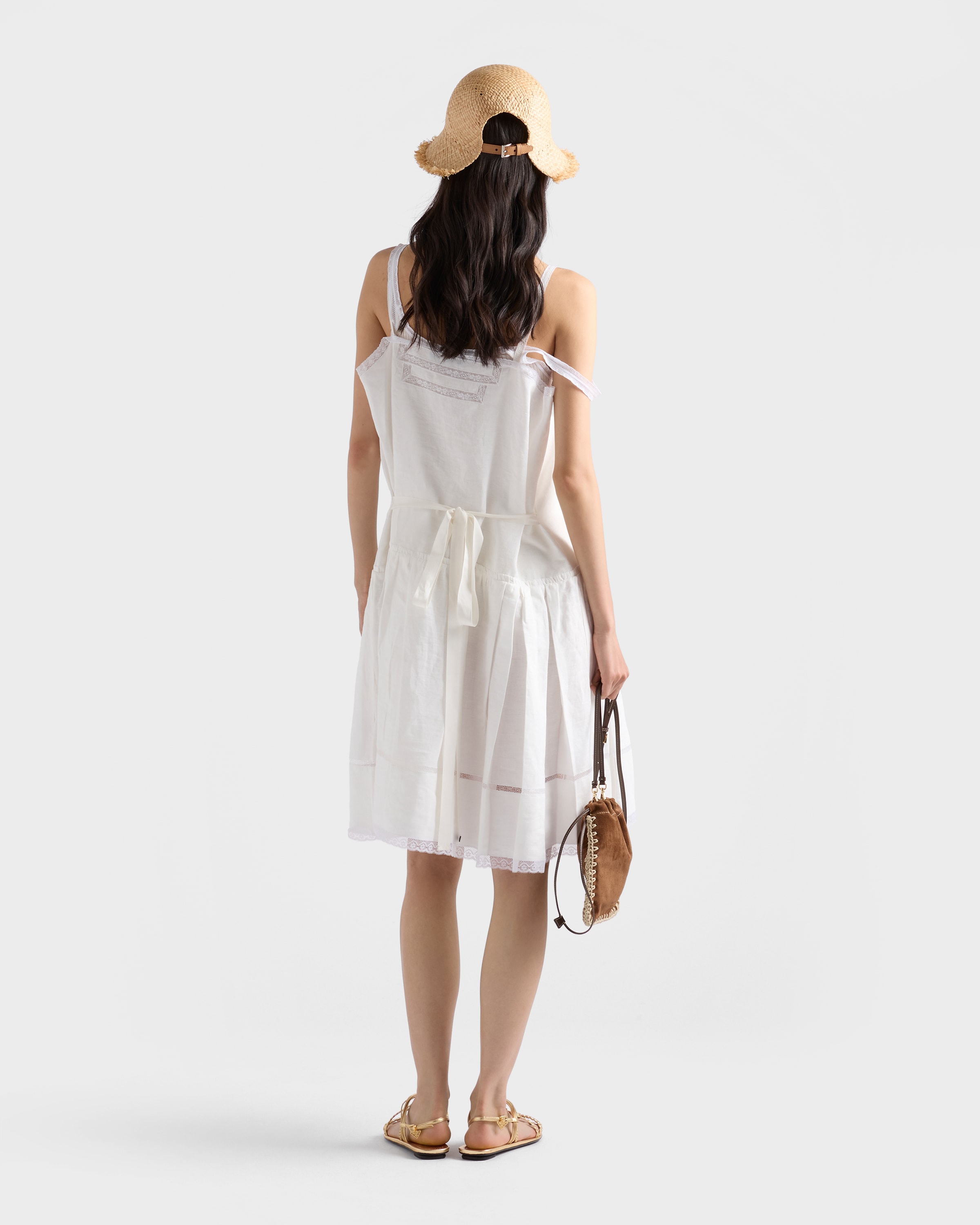 Prada Embroidered Linen Dress, Woman, White, Size 40 Prada Embroidered Linen Dress, Woman, White, Size 40