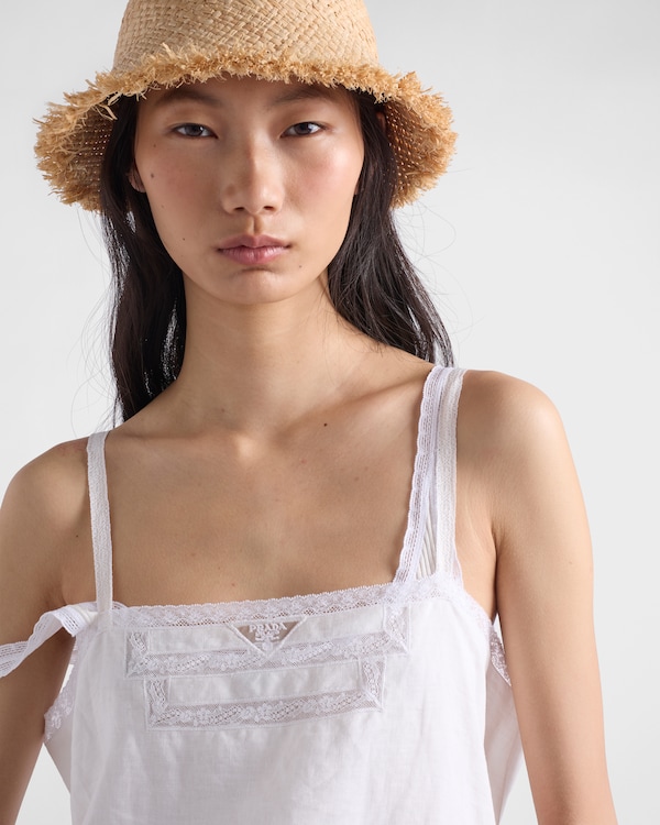 Embroidered linen dress - White Embroidered linen dress - White