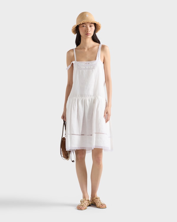 Embroidered linen dress - White Embroidered linen dress - White