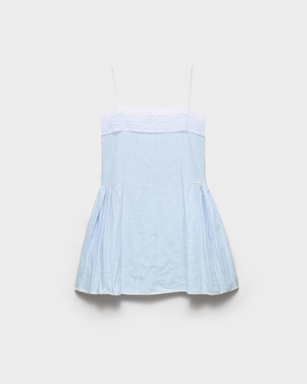 Mini-robe en lin brodé - Bleu Ciel Mini-robe en lin brodé - Bleu Ciel
