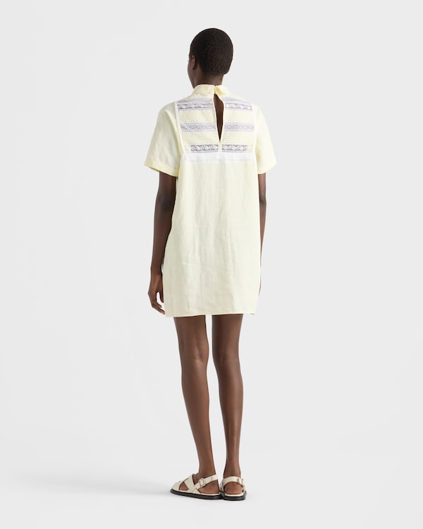 Mini-robe en lin brodé - Vanille Mini-robe en lin brodé - Vanille