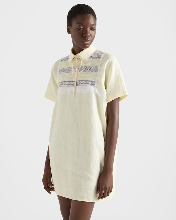 Mini-robe en lin brodé - Vanille Mini-robe en lin brodé - Vanille