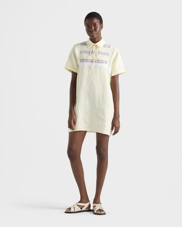 Mini-robe en lin brodé - Vanille Mini-robe en lin brodé - Vanille