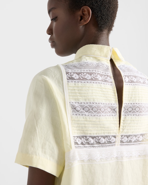 Mini-robe en lin brodé - Vanille Mini-robe en lin brodé - Vanille