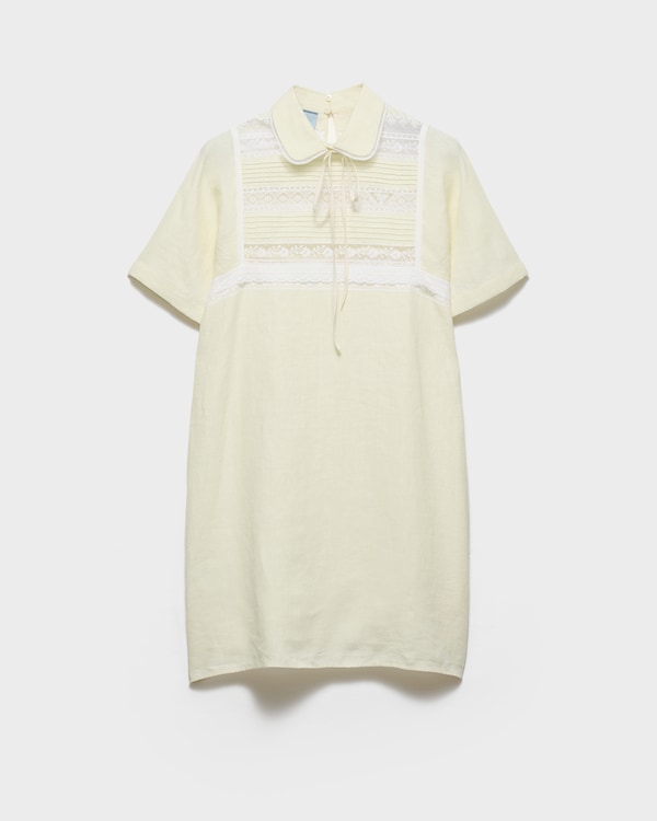 Mini-robe en lin brodé - Vanille Mini-robe en lin brodé - Vanille