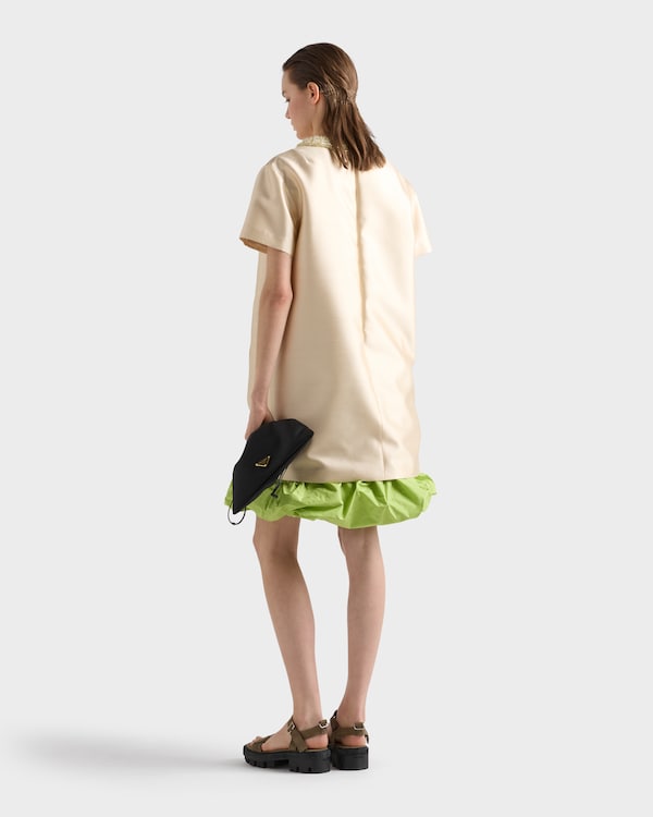 Embroidered double shantung dress - Sand Beige Embroidered double shantung dress - Sand Beige