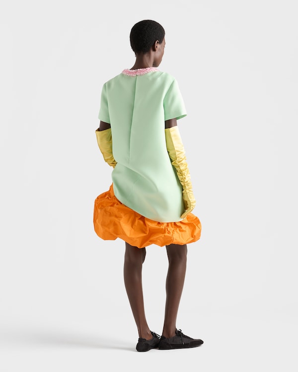 Embroidered slubbed gazar dress - Jade Green Embroidered slubbed gazar dress - Jade Green