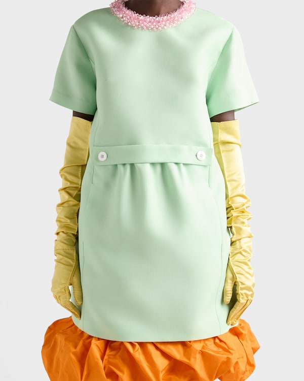 Embroidered slubbed gazar dress - Jade Green Embroidered slubbed gazar dress - Jade Green