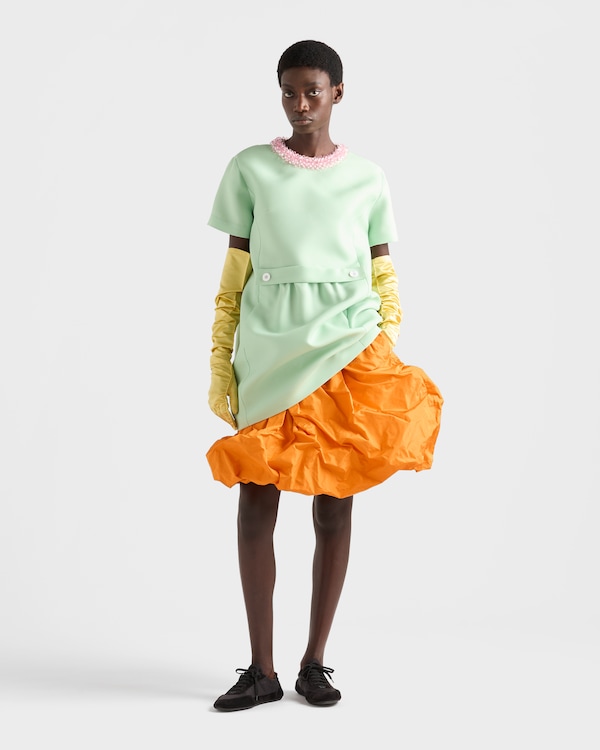 Embroidered slubbed gazar dress - Jade Green Embroidered slubbed gazar dress - Jade Green