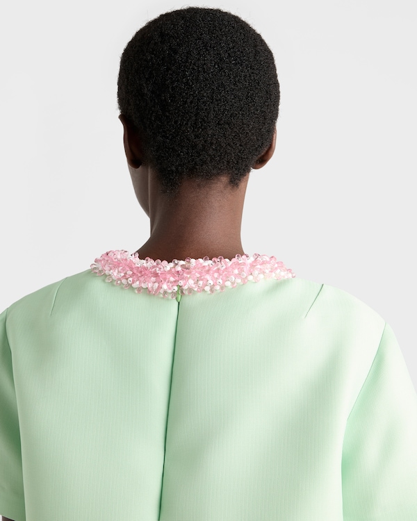 Embroidered slubbed gazar dress - Jade Green Embroidered slubbed gazar dress - Jade Green