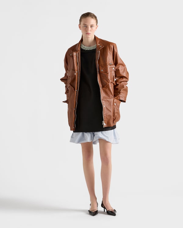 Embroidered double shantung dress - Black Embroidered double shantung dress - Black