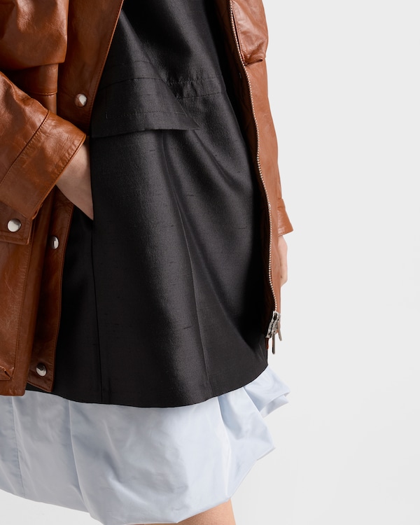 Embroidered double shantung dress - Black Embroidered double shantung dress - Black