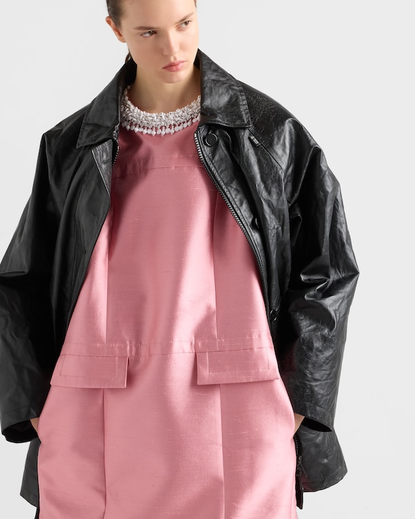 Embroidered double shantung dress - Begonia Pink Embroidered double shantung dress - Begonia Pink